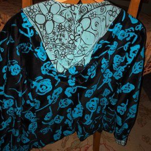 Hand painted Peach Beserk jacket with hood-vintage 1990s Toronto fashionista